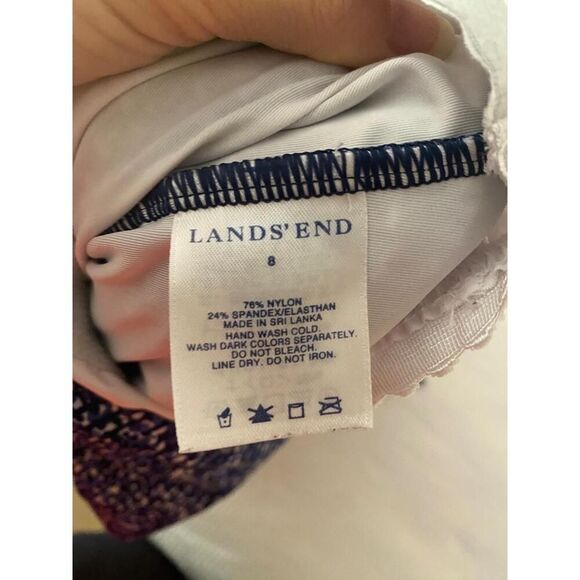 Lands’ End 8 One Piece Swimsuit Blue White Halter Neck slimming - Picture 5 of 6